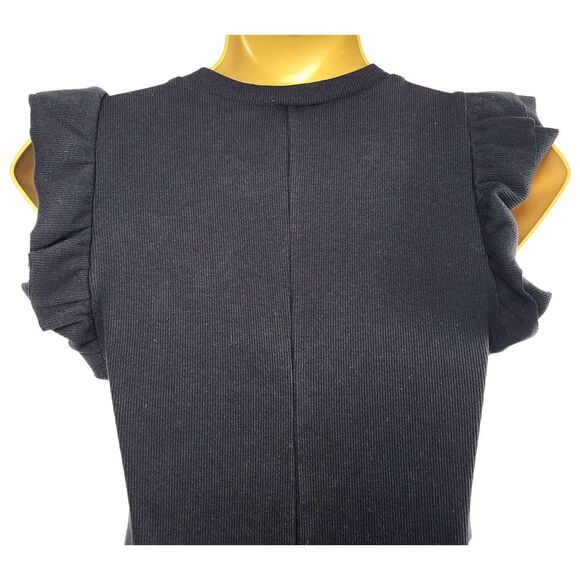 NEW Zara Mini Dress Flutter Cotton Cap Sleeve Stretch Cocktail Black Size Small - Picture 10 of 16